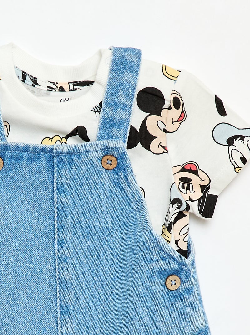 Set met T-shirt en tuinbroek 'Mickey' 'Disney' - 2-delig Wit - Kiabi