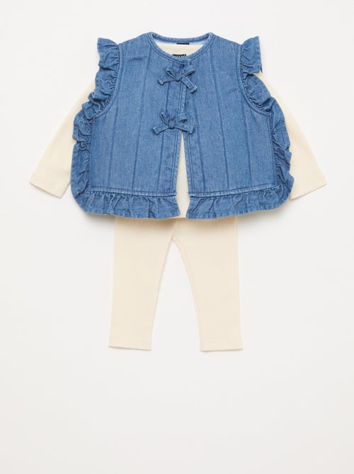 Set met T-shirt + legging + vest - 3-delig - Kiabi