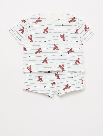 Set met T-shirt + short met motief - 2-delig