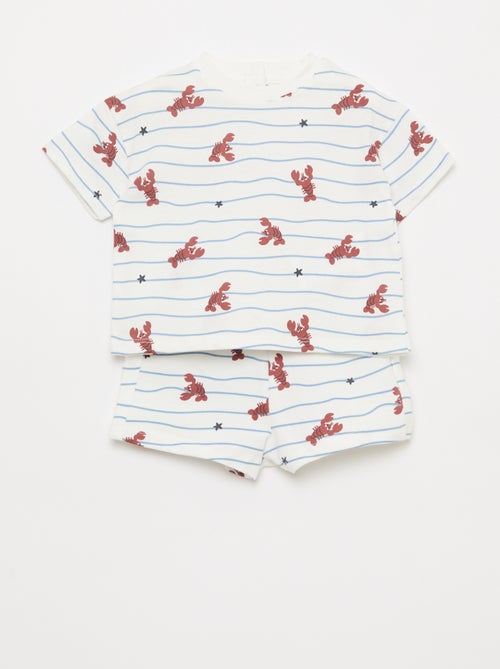 Set met T-shirt + short met motief - 2-delig - Kiabi Set met T-shirt + short met motief - 2-delig - Kiabi