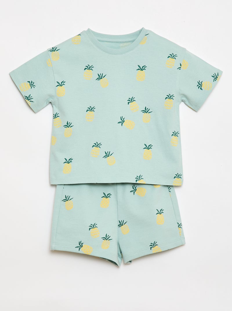 Set met T-shirt + short met motief - 2-delig Blauw - Kiabi