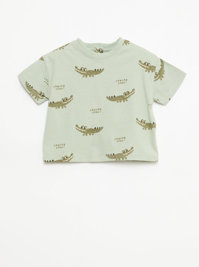 Set met T-shirt + short met motief - 2-delig Groen - Kiabi
