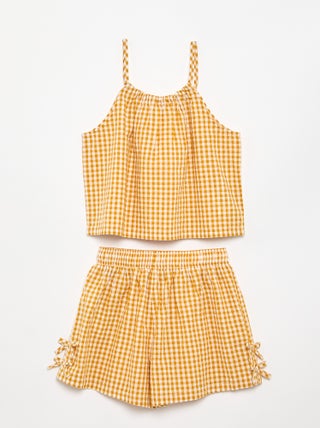 Set met topje en short met Vichyprint - 2-delig