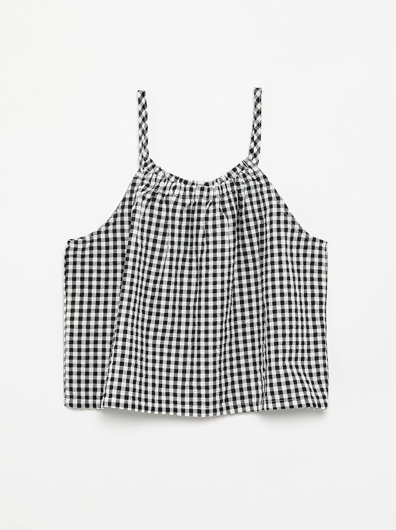 Set met topje en short met Vichyprint - 2-delig Zwart - Kiabi