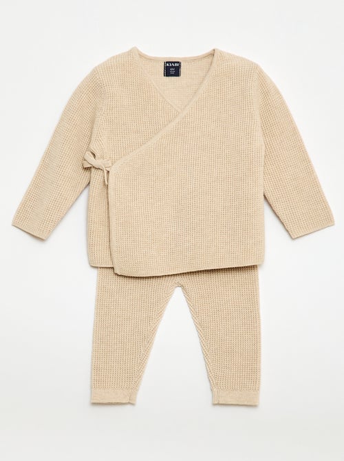 Set met wikkelvest + legging van tricot - 2-delig - Kiabi
