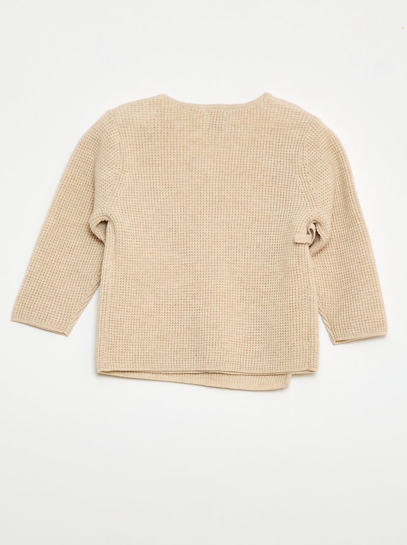 Set met wikkelvest + legging van tricot - 2-delig Biege - Kiabi