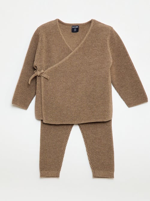 Set met wikkelvest + legging van tricot - 2-delig - Kiabi