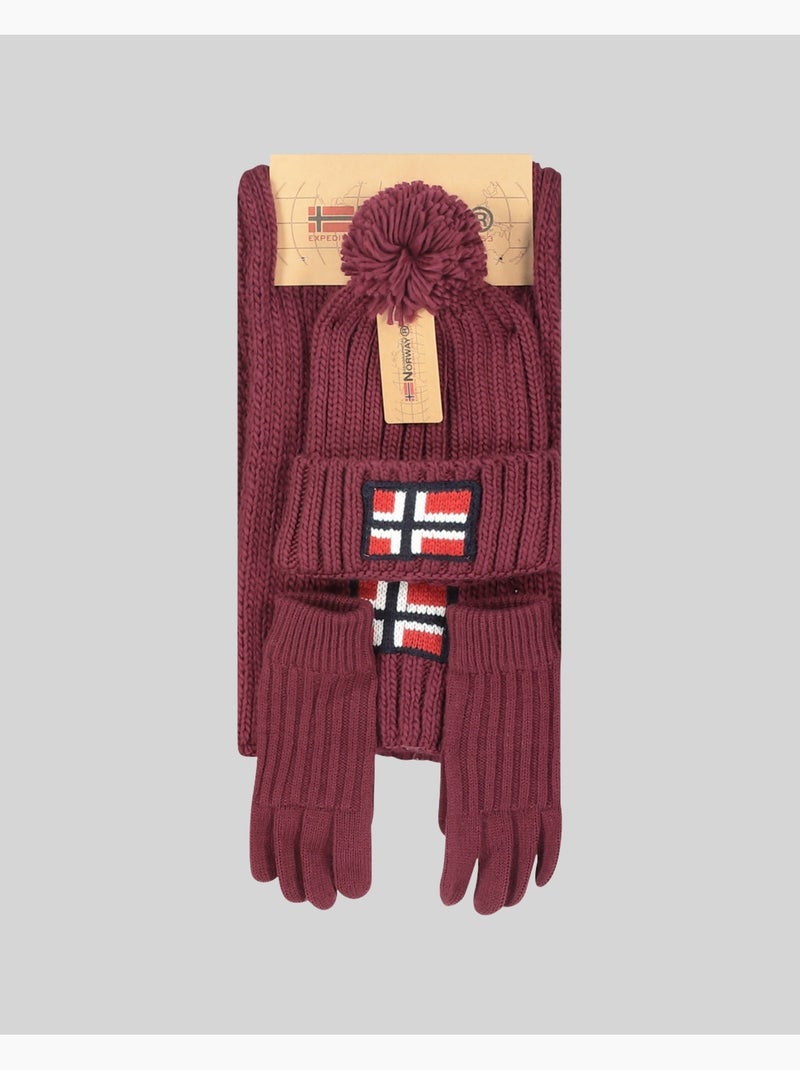 Set muts, sjaal en handschoenen wamilla xamilla zamilla – geographical norway Bordeaux - Kiabi