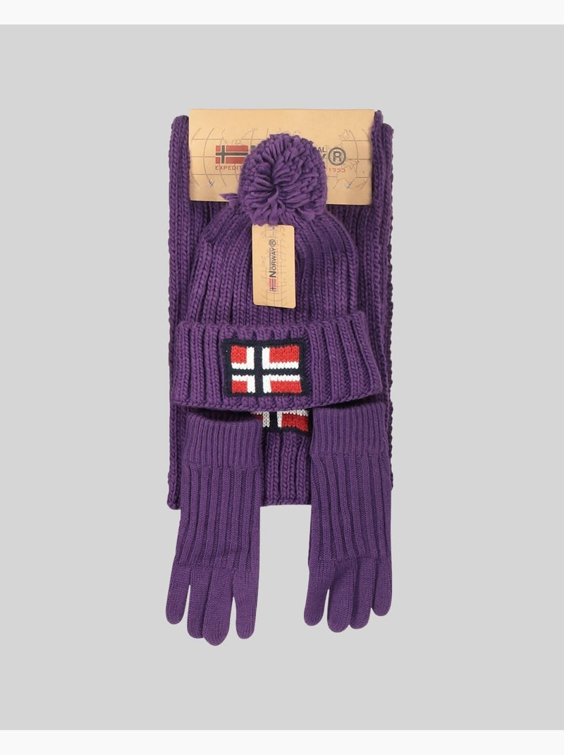 Set muts, sjaal en handschoenen wamilla xamilla zamilla – geographical norway Paars - Kiabi