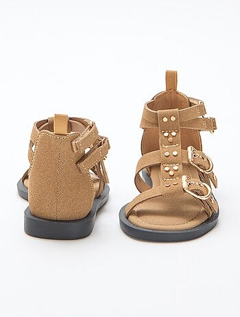 Set platte sandalen met bandjes met studs