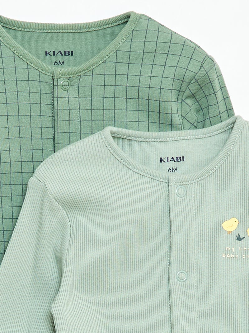 Set pyjama's met voetjes Groen - Kiabi