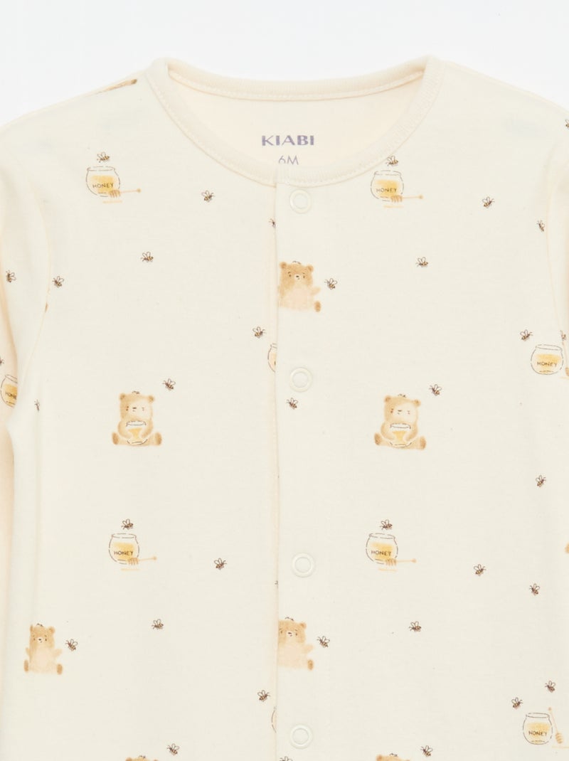 Set pyjama's met voetjes Wit - Kiabi