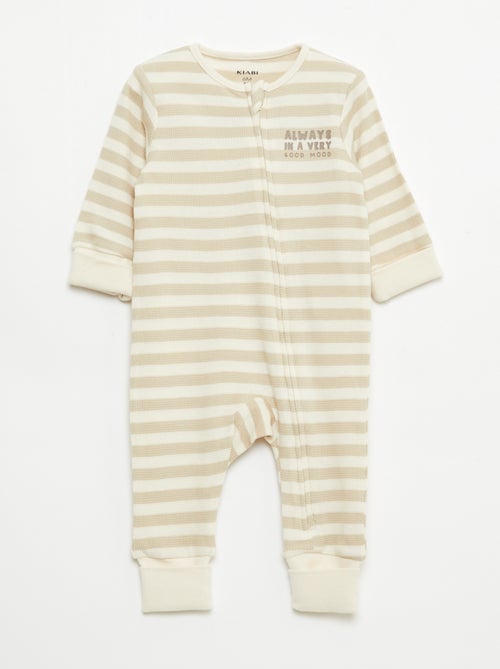 Set rekbare meegroei-body + pyjama van ribtricot - Kiabi