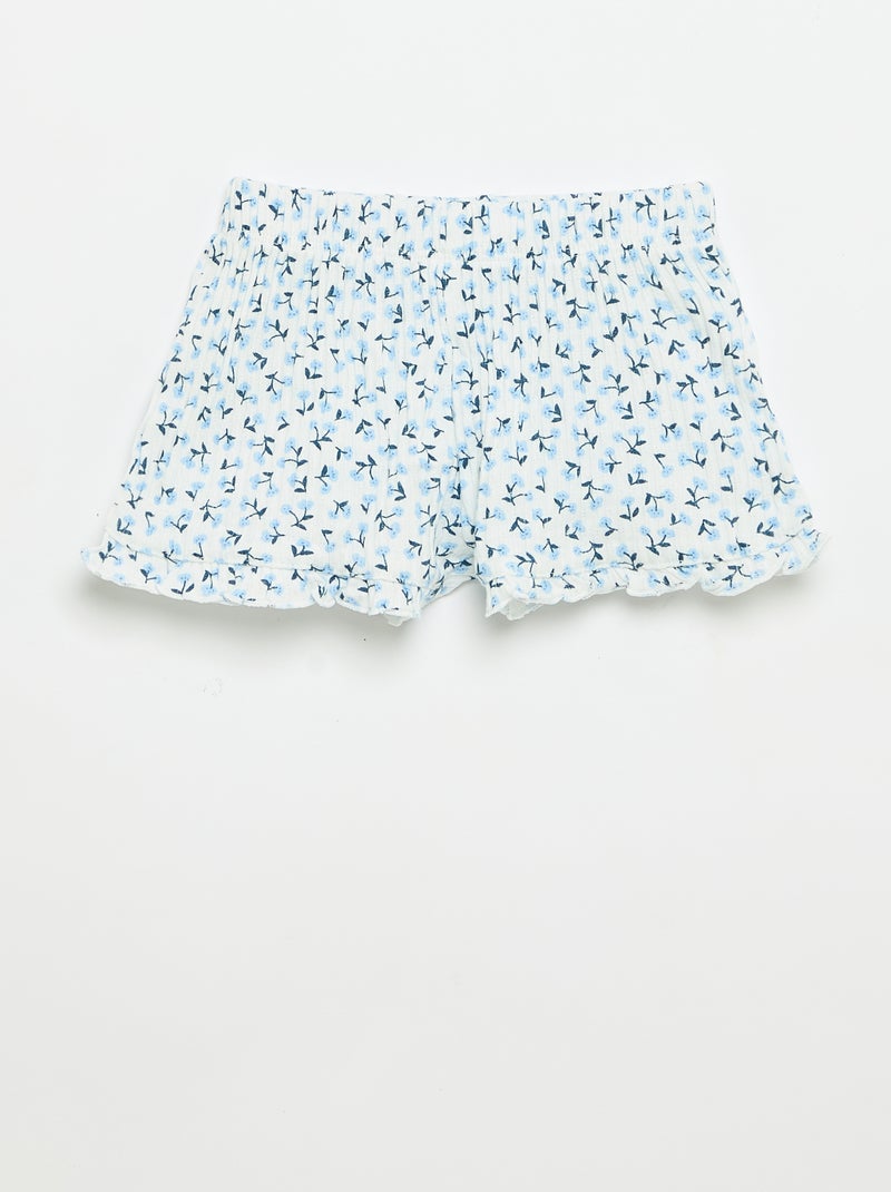 Set short en débardeur van pointelle tricot Blauw - Kiabi