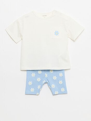 Set T-shirt + geribd fietsbroekje - 2-delig