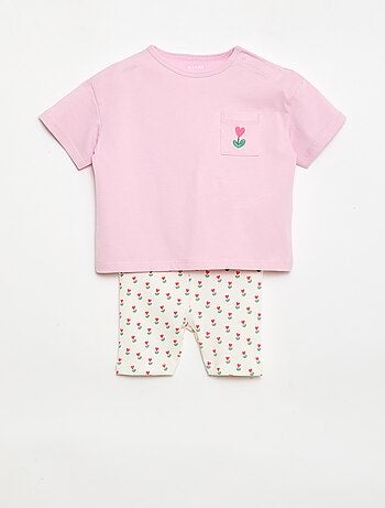 Set T-shirt + geribd fietsbroekje - 2-delig
