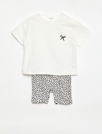 Set T-shirt + geribd fietsbroekje - 2-delig