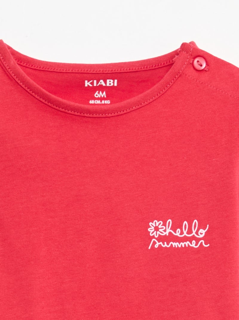 Set T-shirt + short met all-over print Rood - Kiabi