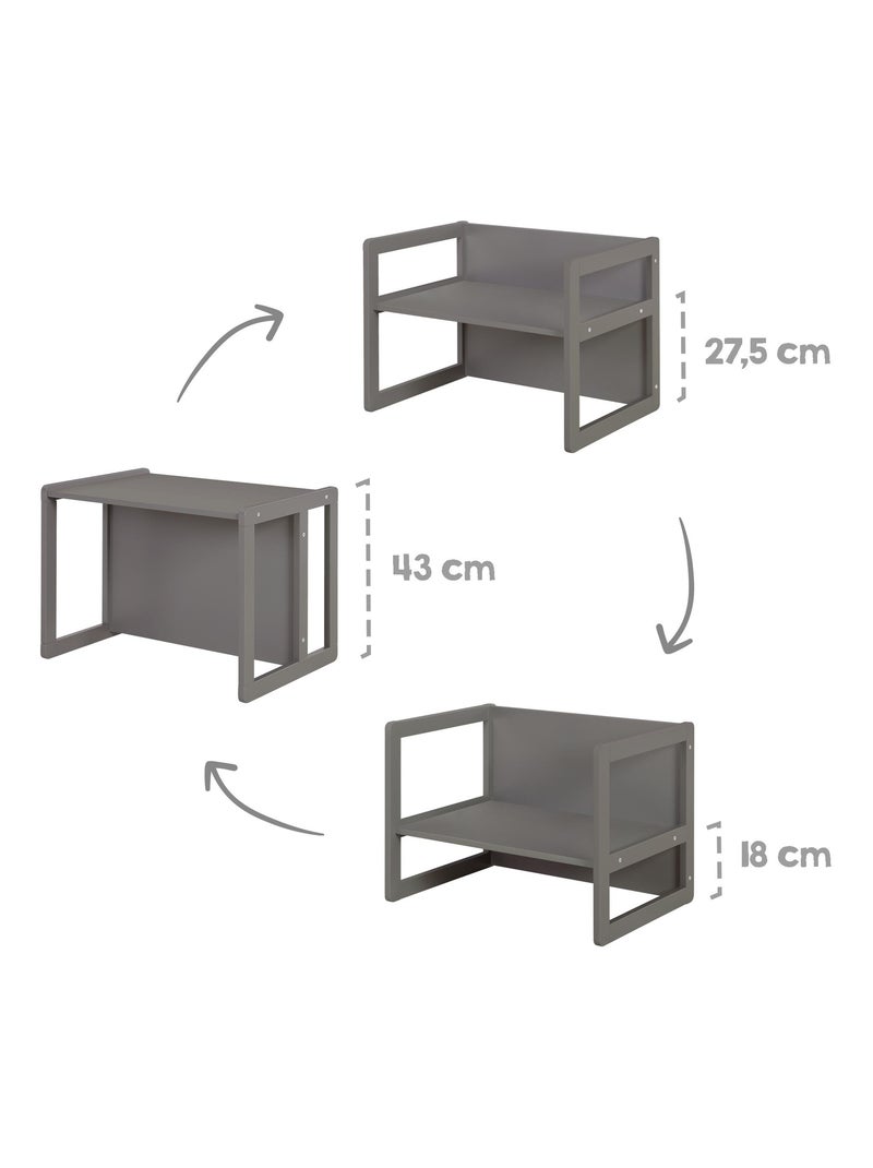 Set tafel, ombouwbaar tot bankje + 1 meegroeistoel 'Roba' Zwart - Kiabi