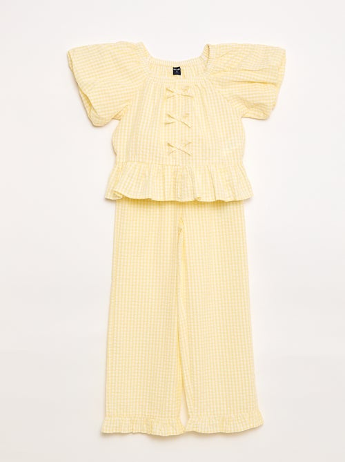 Set top + broek met katoenen details - Kiabi