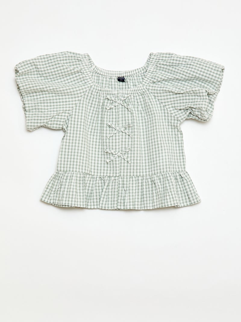 Set top + broek met katoenen details Kaki - Kiabi