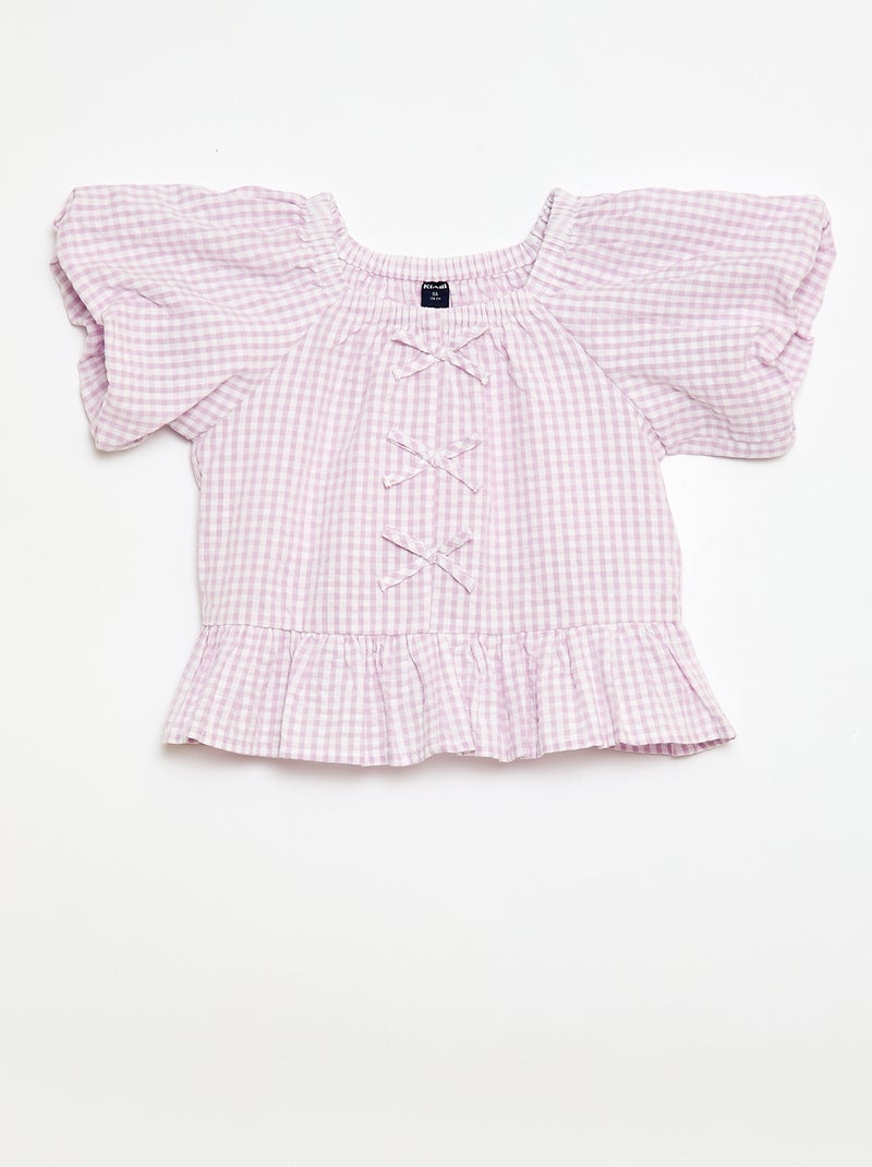 Set top + broek met katoenen details Paars - Kiabi