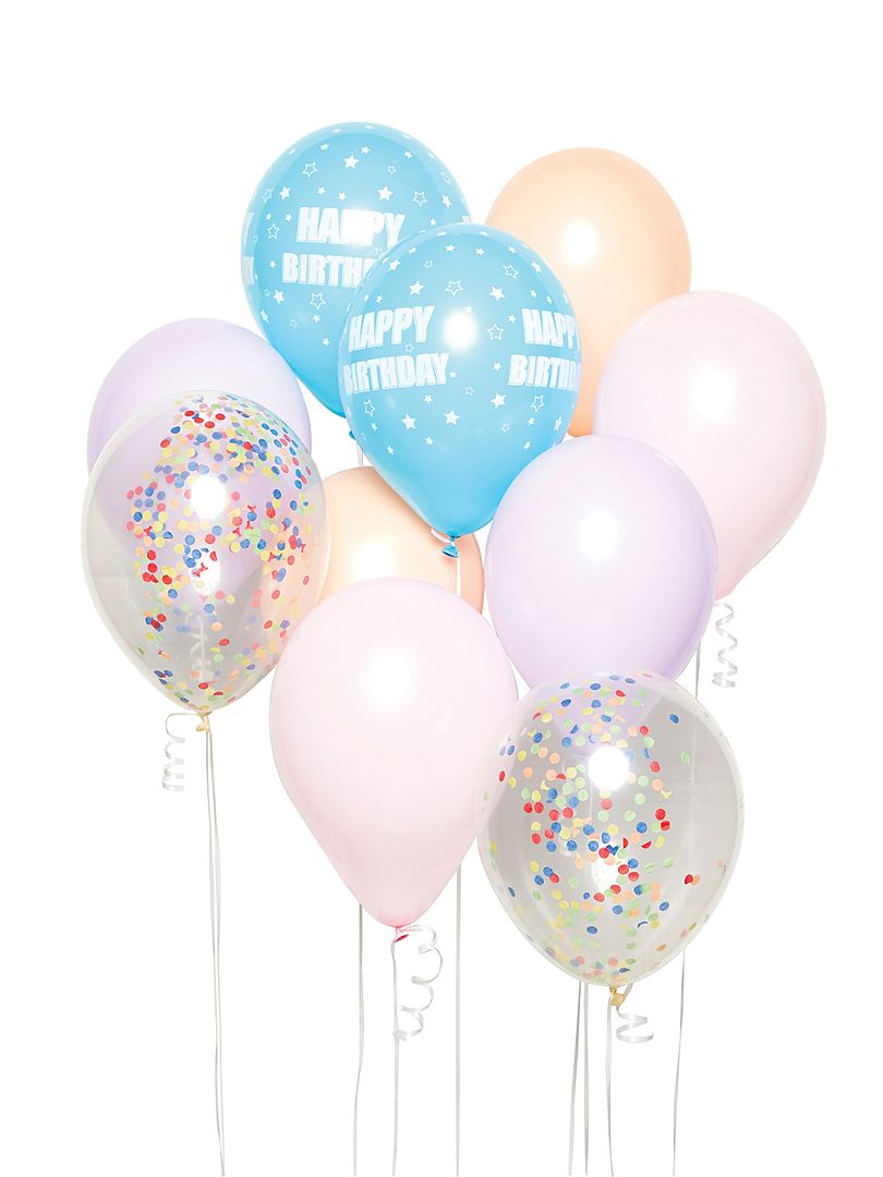 Set van 10 ballonnen 'Happy Birthday' meerkleurig - Kiabi