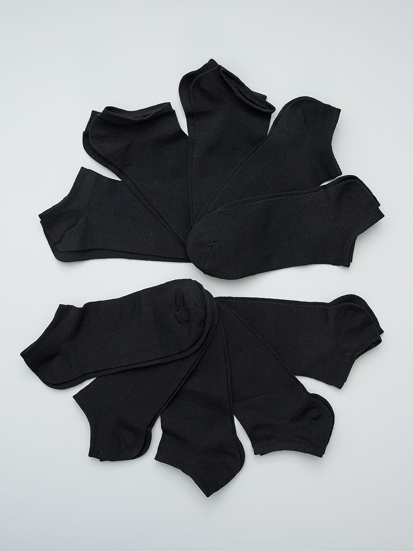 Set van 10 paar enkelsokken zwart - Kiabi