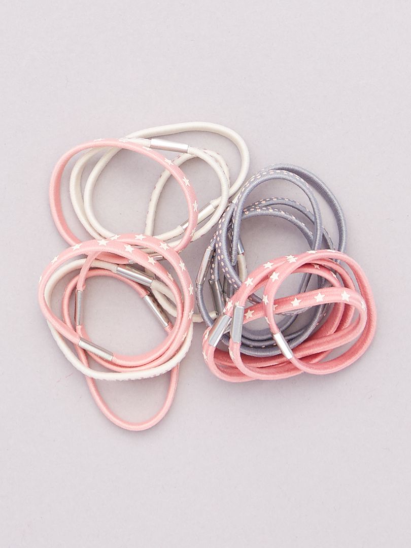 Set van 16 elastieken roze - Kiabi