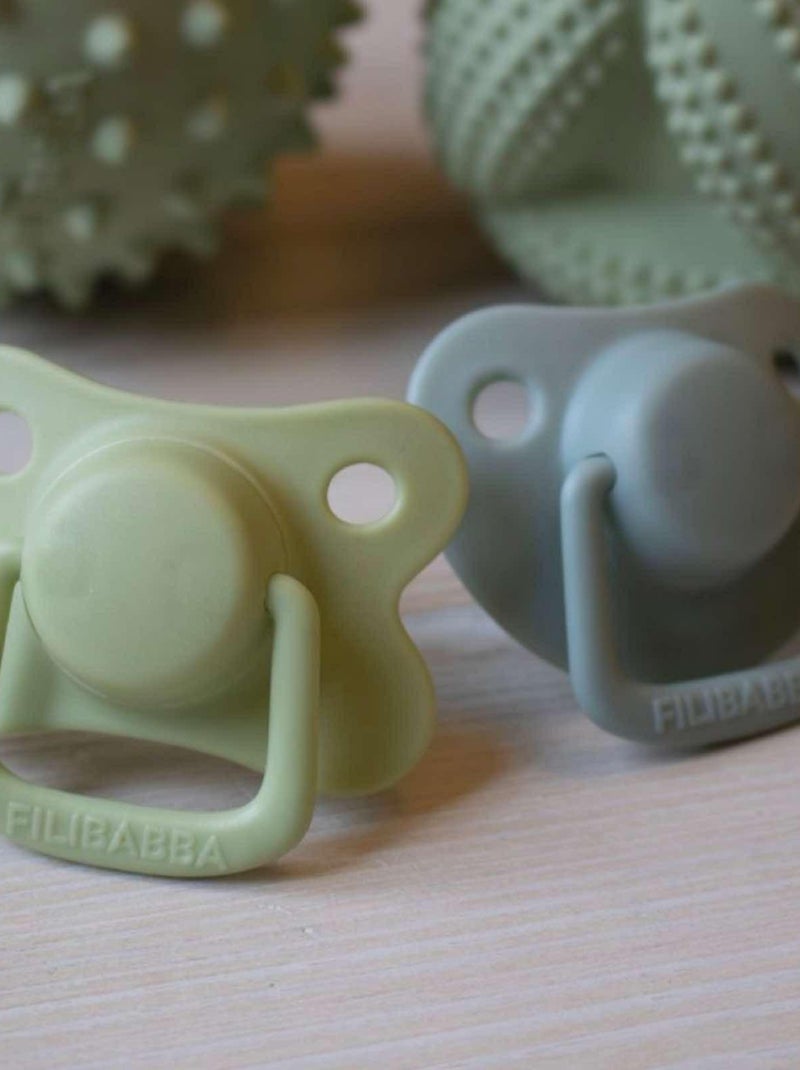 Set van 2 anatomische siliconen fopspenen 0-6m Grijs - Kiabi