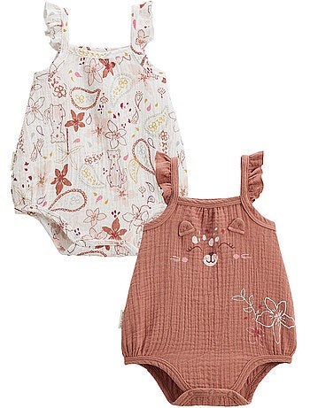 Set van 2 arizona katoenen gaas babyrompertjes