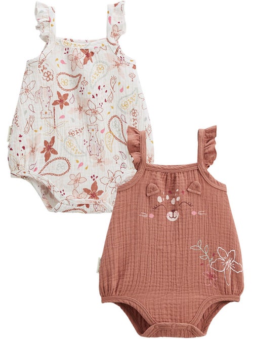 Set van 2 Arizona katoenen gaas babyrompertjes - Kiabi
