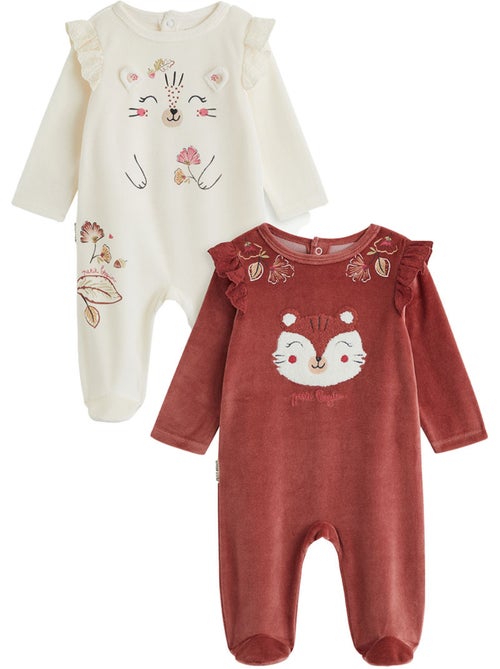 Set van 2 baby pyjama's van velours léa - Kiabi