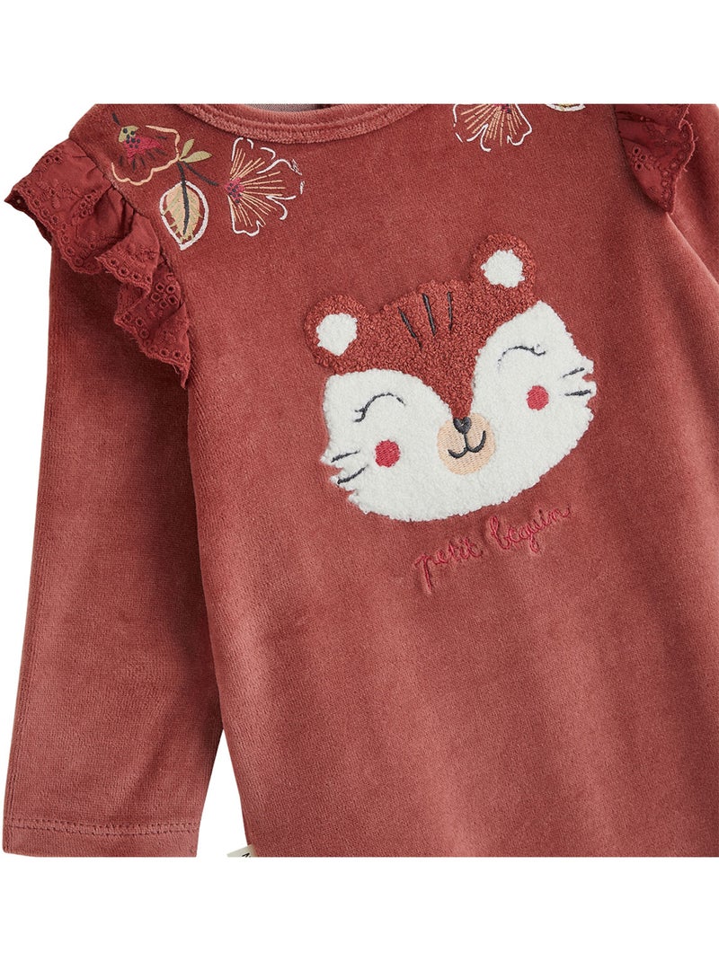 Set van 2 baby pyjama's van velours léa Roze - Kiabi