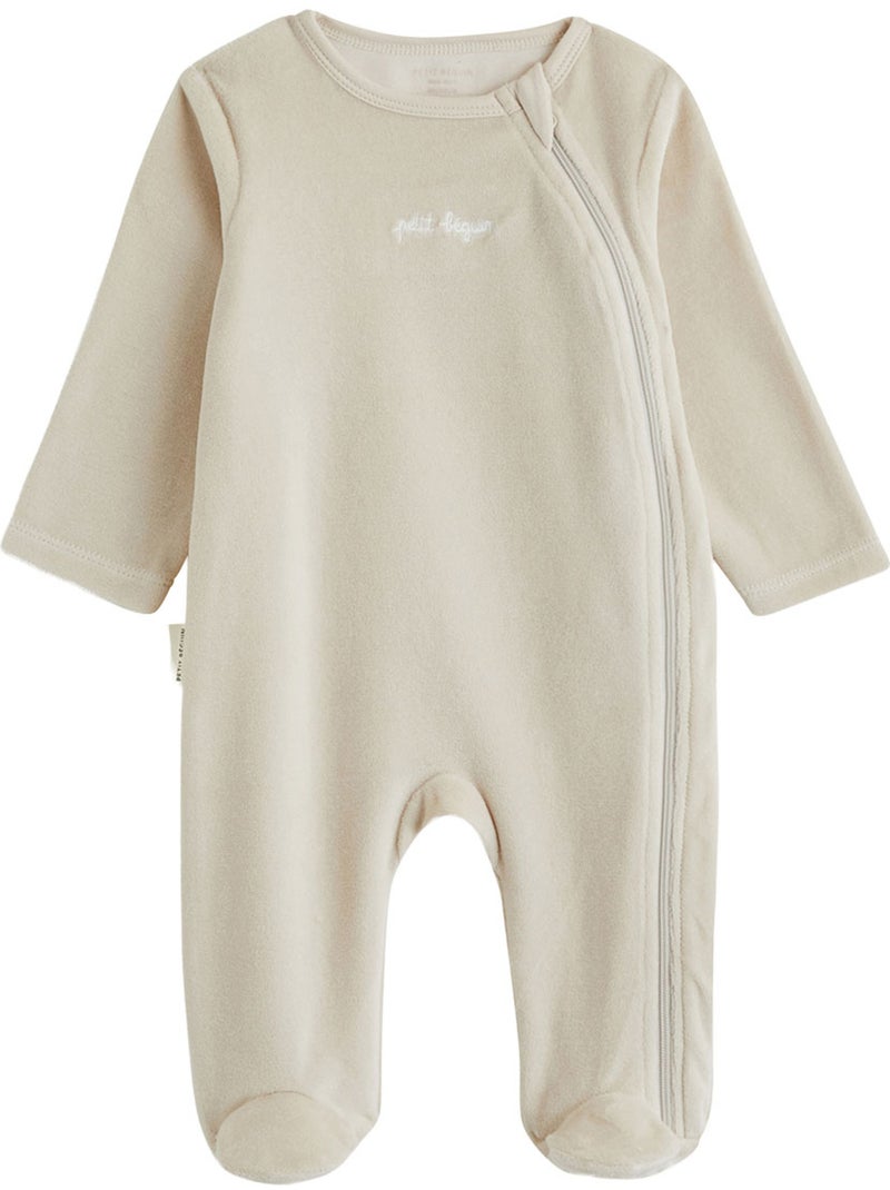 Set van 2 baby pyjama's van velours met ritssluiting Ecru - Kiabi