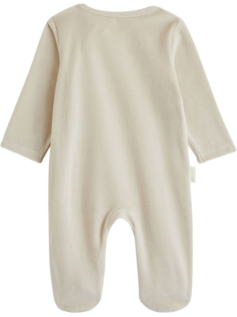 Set van 2 baby pyjama's van velours met ritssluiting Ecru - Kiabi