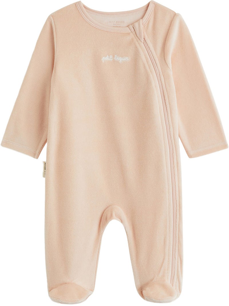 Set van 2 baby pyjama's van velours met ritssluiting Roze - Kiabi