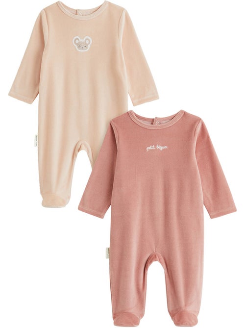 Set van 2 baby pyjama's van velours - Kiabi