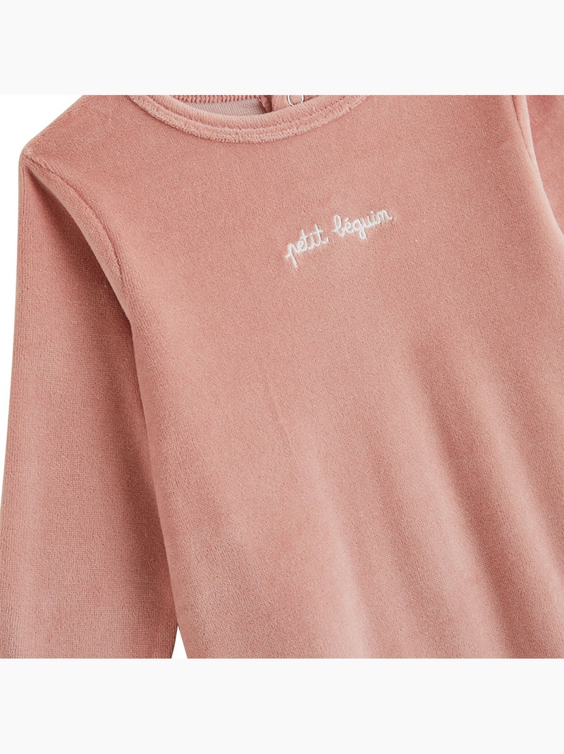 Set van 2 baby pyjama's van velours Roze - Kiabi