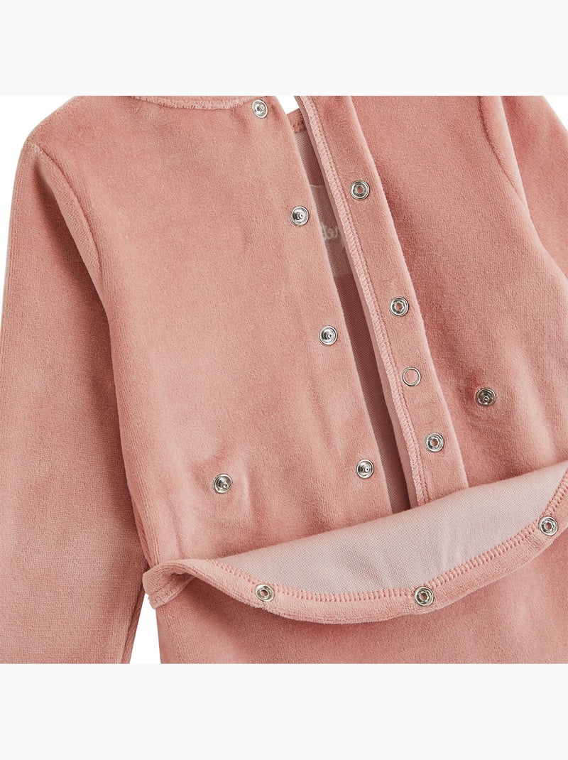 Set van 2 baby pyjama's van velours Roze - Kiabi