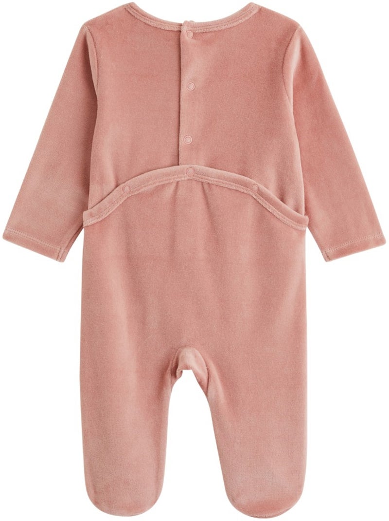 Set van 2 baby pyjama's van velours Roze - Kiabi