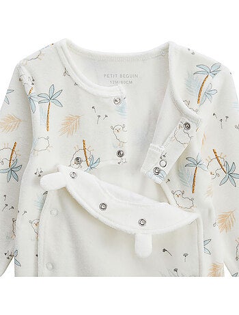 Set van 2 babypyjama's van velours in de kleur hazelnoot.