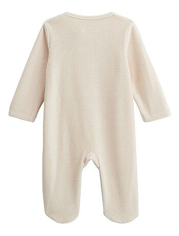 Set van 2 babypyjama's van velours met ritssluiting, parelkleur