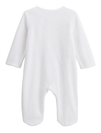 Set van 2 babypyjama's van velours met ritssluiting, parelkleur