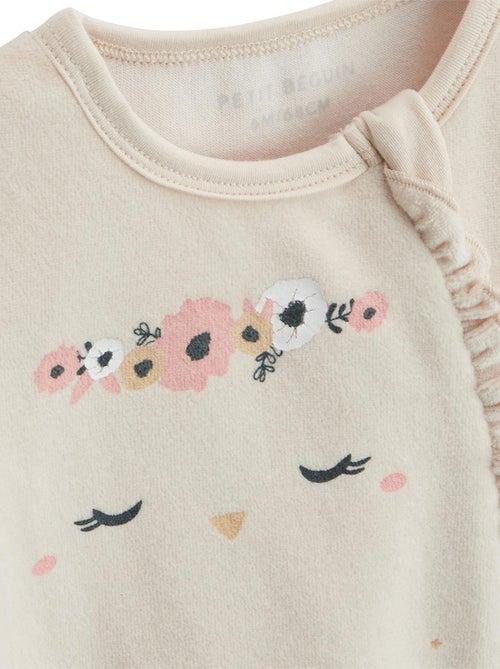 Set van 2 babypyjama's van velours met ritssluiting, parelkleur - Kiabi