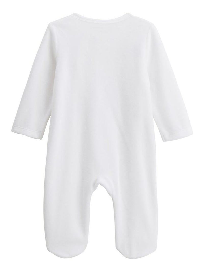 Set van 2 babypyjama's van velours met ritssluiting, parelkleur Ecru - Kiabi