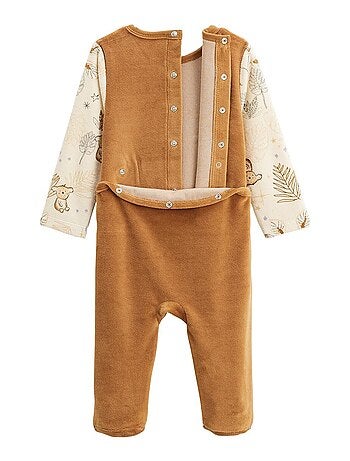 Set van 2 babypyjama's van velours met sterrenbeeldmotief.