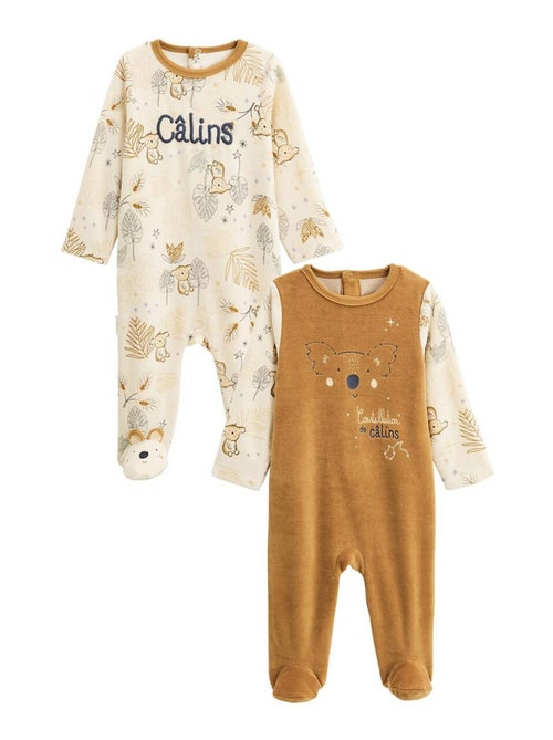 Set van 2 babypyjama's van velours met sterrenbeeldmotief. - Kiabi