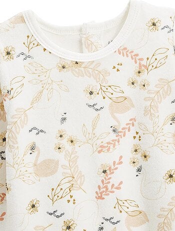 Set van 2 babypyjama's van velours met zwanenmotief