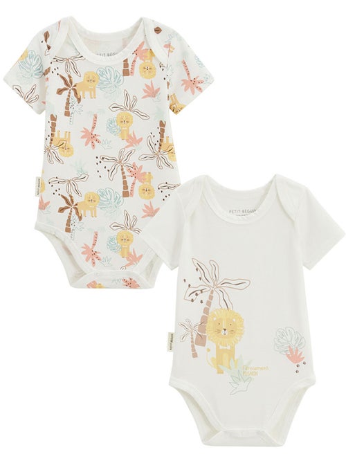 Set van 2 babyrompertjes met korte mouwen auguste - Kiabi Set van 2 babyrompertjes met korte mouwen auguste - Kiabi